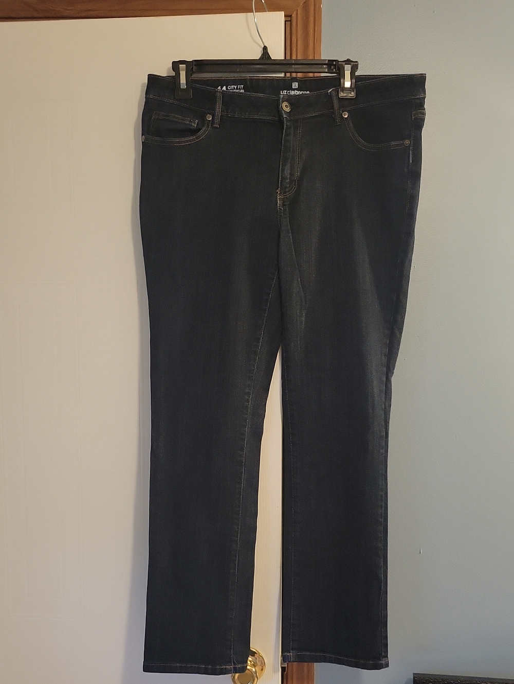 Liz Claiborne Women’s Dark Wash Straight-Leg City Fit Jeans Size 14